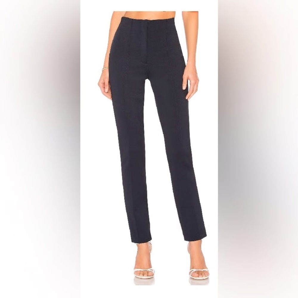 Diane Von Furstenberg Linen Blend Dark Navy Straight Leg Pants